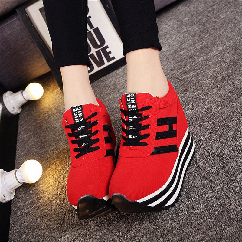 Antmvs  High Flat Platform 9Cm Height Increasing Casual Shoes Woman Spring New Hidden Wedge Sneakers Female Vulcanize Shoes