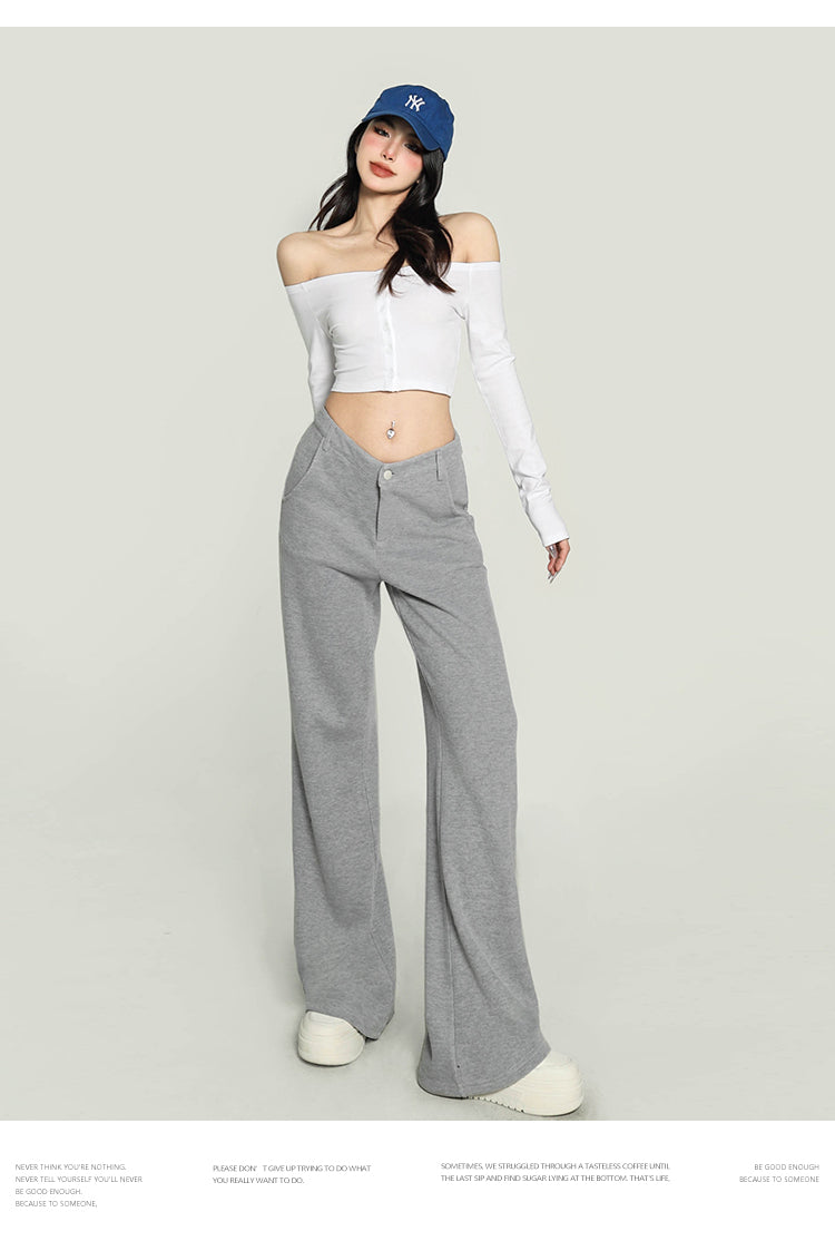 Antmvs Kiara Solid Color One-shoulder Long-sleeved Off the Shoulder Slim Cropped Top