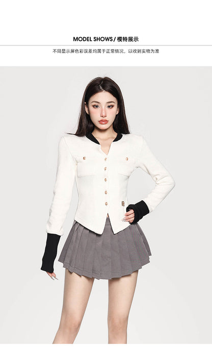 Antmvs Labelle White Long Sleeve Button Up Slim Coat Top