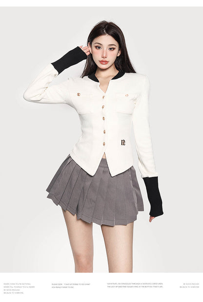 Antmvs Labelle White Long Sleeve Button Up Slim Coat Top