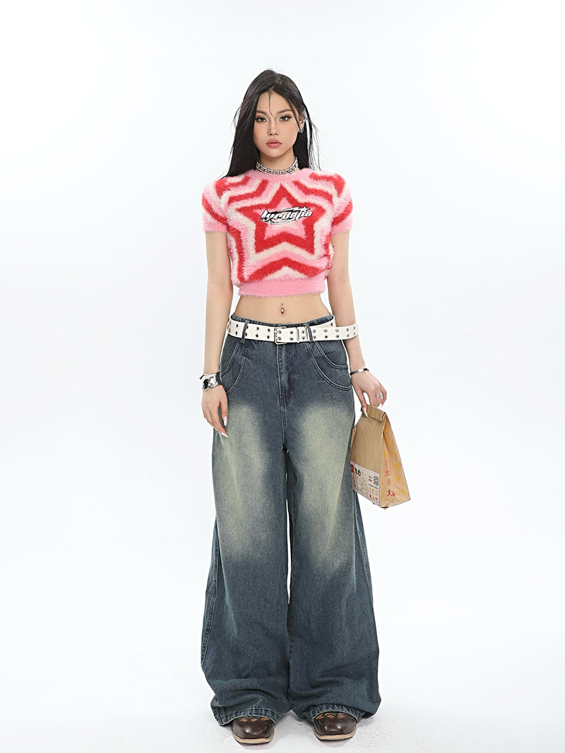 Antmvs LURDAPE Star Tunnel Sweet Short Wool Knit Cropped Top