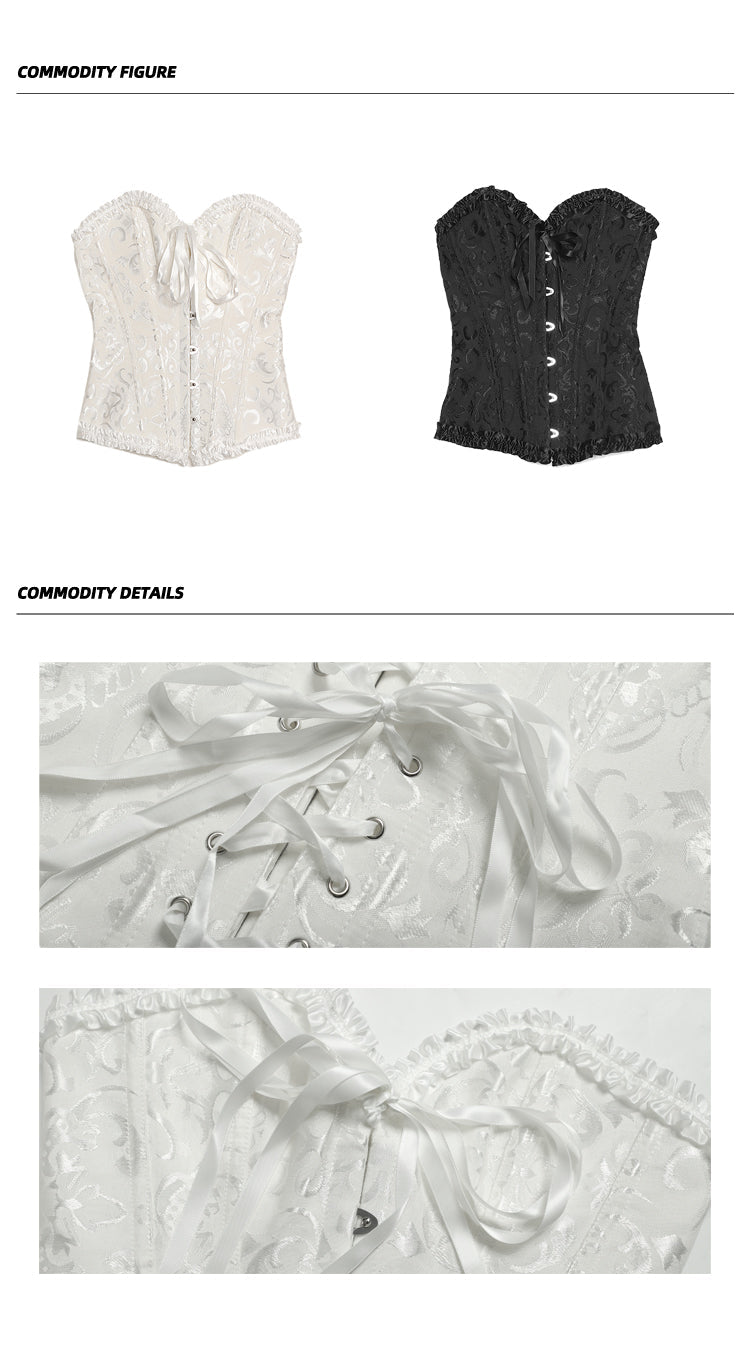 Antmvs Rosie Floral Embroidery Boned Corset Top