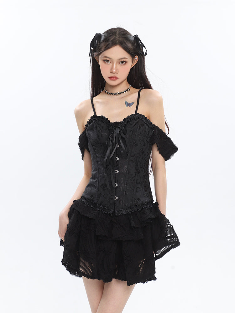 Antmvs Rosie Floral Embroidery Boned Corset Top