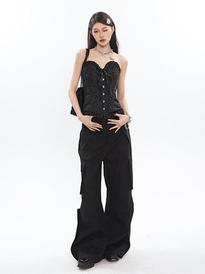 Antmvs Rosie Floral Embroidery Boned Corset Top