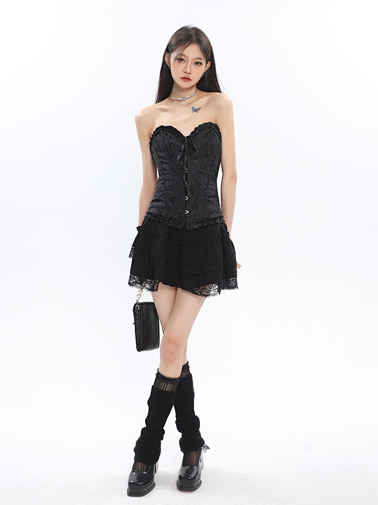 Antmvs Rosie Floral Embroidery Boned Corset Top