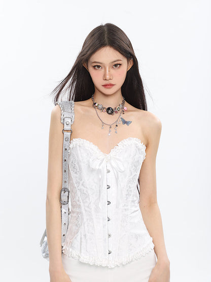 Antmvs Rosie Floral Embroidery Boned Corset Top