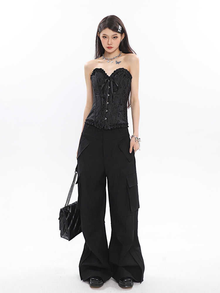 Antmvs Rosie Floral Embroidery Boned Corset Top