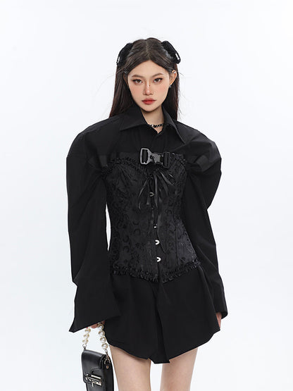 Antmvs Rosie Floral Embroidery Boned Corset Top