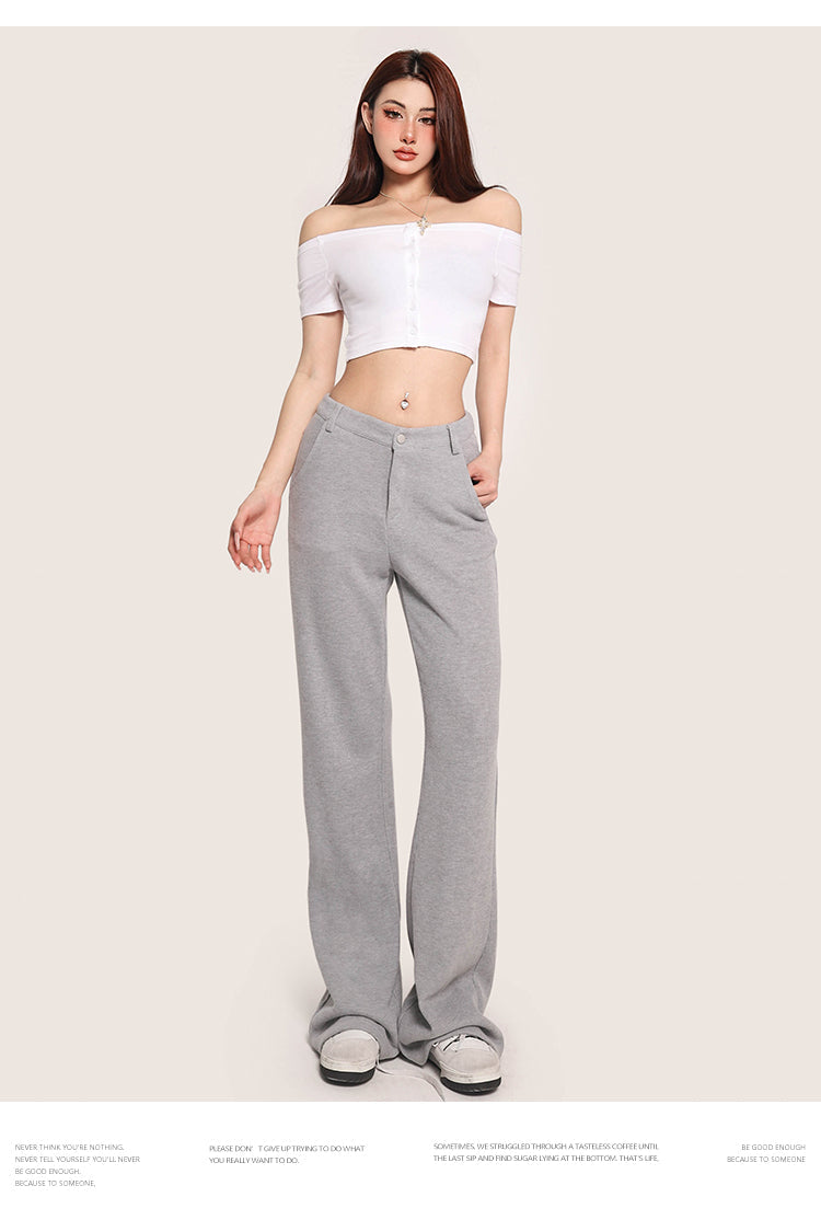 Antmvs Carla Solid Color Off-the-Shoulder Button Up Slim Cropped Top