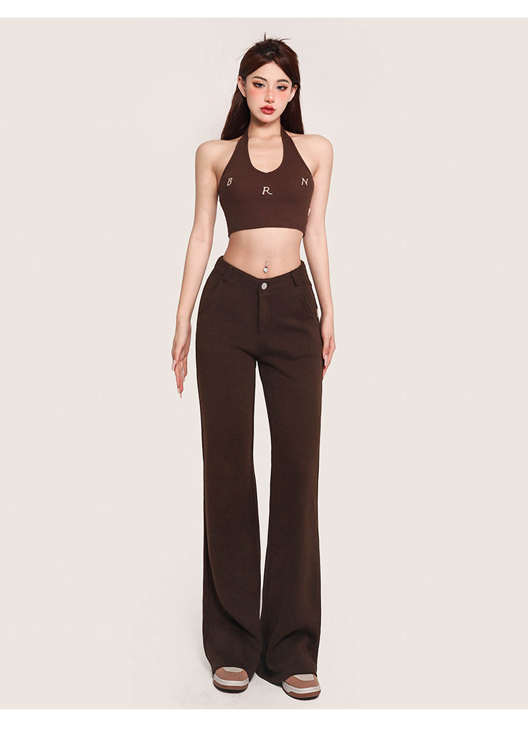 Antmvs Nina Solid Color Halter Sleeveless Slim Top