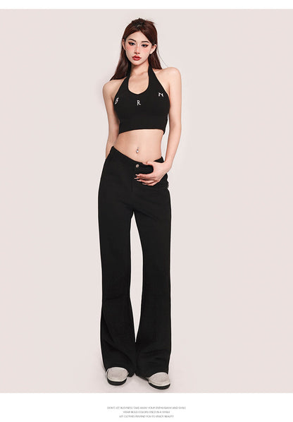 Antmvs Nina Solid Color Halter Sleeveless Slim Top