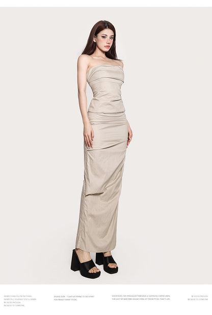 Antmvs Sarah Solid Color Sleeveless Wrap Top + Long Wrap Skirt Matching Set