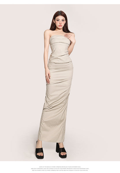 Antmvs Sarah Solid Color Sleeveless Wrap Top + Long Wrap Skirt Matching Set