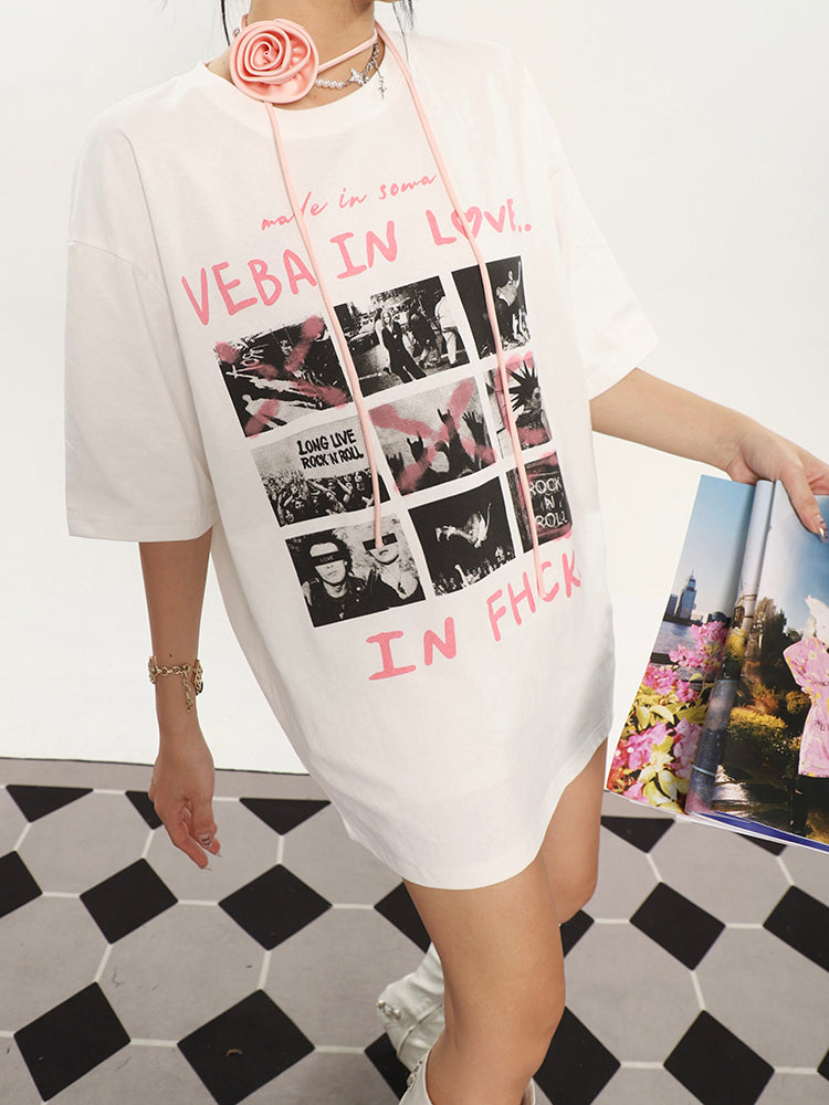 Antmvs VEBA IN LOVE Graphic Image Print Short Sleeve Tee Top