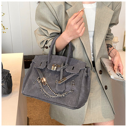 ANRMVS Cross-Border Bag Women's Bag Retro Distressed  Spring and Summer New Personalized Denim Handbag Crossbody Bag Birkin Bag