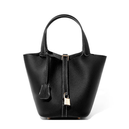 ANRMVS Genuine Leather Women's Bucket Bag Versatile Classic Vegetable Basket First Layer Cowhide Women Bag  New Handbags