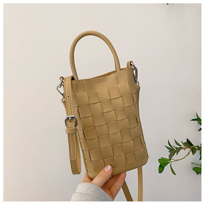 ANTMVS 2025 Fashion trend woven portable bucket bag fresh and simple change mobile phone bag versatile shoulder messenger bag bag