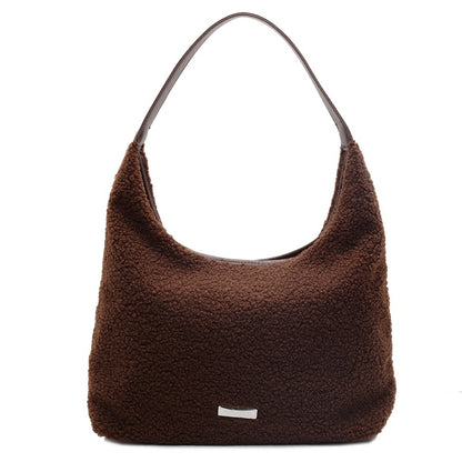 ANTMVS 2025 Lamb wool large-capacity bag women's popular new fashion shoulder bag high-end feeling Popular commuter plush bucket bag