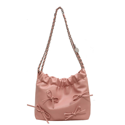 ANRMVS Internet Celebrity Ins Hot Girl Style Underarm Small Bag Female  New Bow Textured Bucket Bag Niche Shoulder Bag