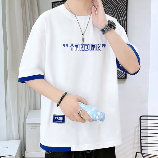 ANTMVS Short-Sleeved T-shirt Men's  Summer Thin Trendy Loose Half-Sleeved T-shirt Teenagers round Neck Casual Top Men's Clothing