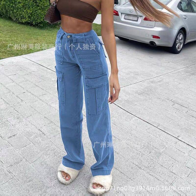 Antmvs Trendy Women's Casual Wide-Leg Overalls Jeans Women's Tooling Jeans Wholesale