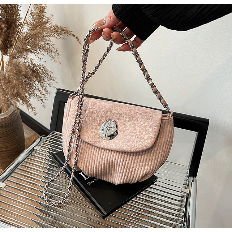 ANTMVS 2025 Niche design saddle bag women's bag fashion trend high sense pleated chain commuter simple shoulder messenger bag