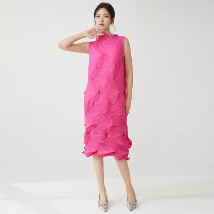 2025 counter quality skirt women's summer dress high-end temperament design sense sleeveless loose versatile medium and long skirt