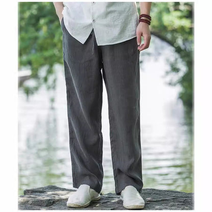 ANTMVS Linen Pants Men's Summer Thin Breathable  New Young and Middle-Aged Cotton and Linen Wide Leg Casual Trousers plus Size Fashion Brand