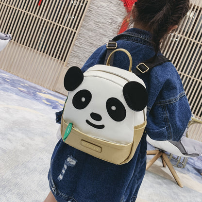 Panda Backpack  New Kindergarten Backpack Cartoon Panda Bamboo Leaf Bag Childlike Cute Pu Fashion Backpack