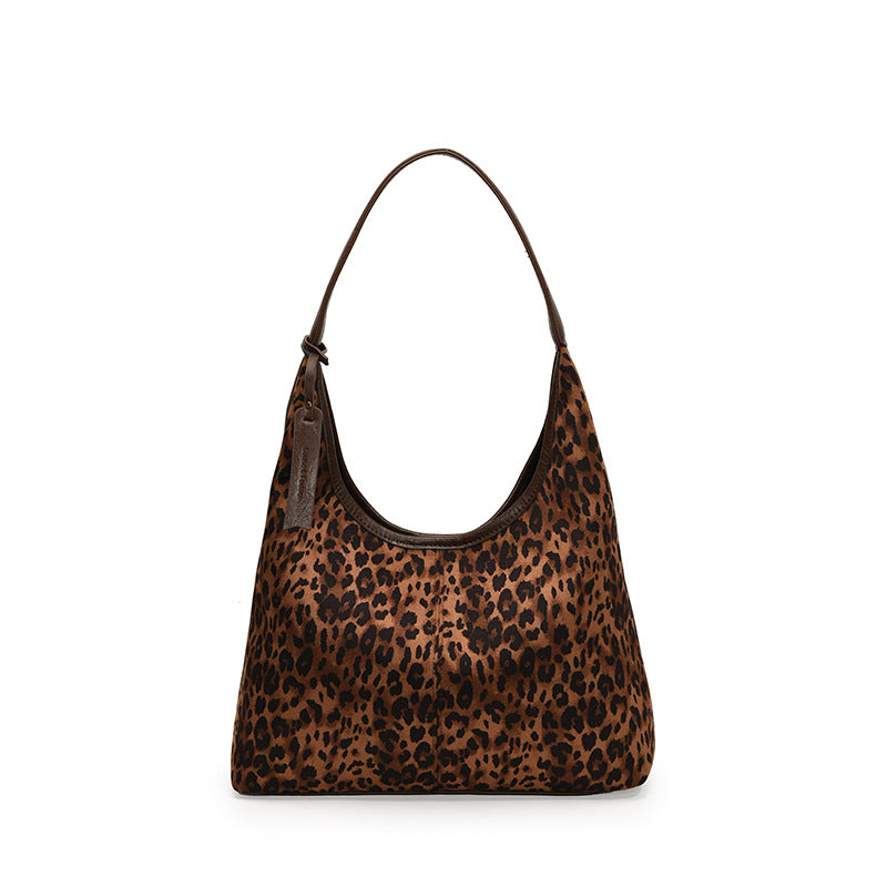 ANTMVS 2025 Underarm leopard print bag female large capacity popular new casual shoulder shopping bag trendy versatile work commuter tote bag