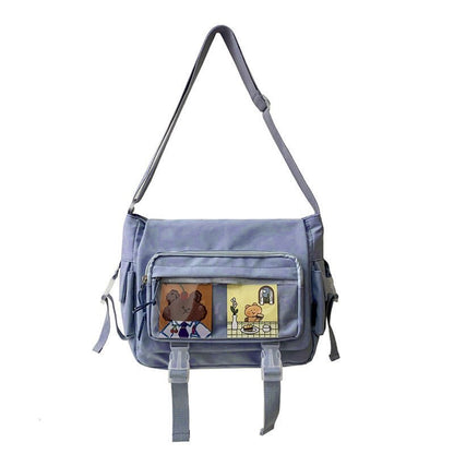 ANRMVS South Korea Ins Large Capacity Student Class Bag Transparent Cartoon Backpack Japanese Harajuku Vintage Style Girl One-Shoulder Crossbody Bag