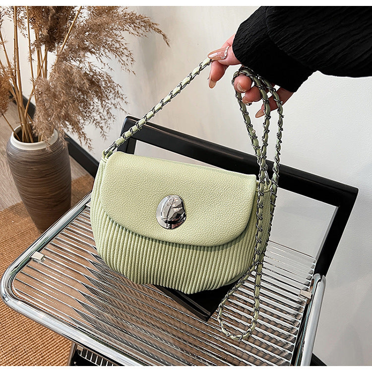 ANTMVS 2025 Niche design saddle bag women's bag fashion trend high sense pleated chain commuter simple shoulder messenger bag