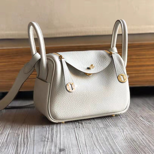 ANRMVS New First Layer Cowhide Lindy Bag Genuine Leather Women Bag One Shoulder Hand-Carrying Small Bag Fashion Simple Ladies Bag