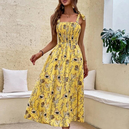 ANTMVS European and American Foreign Trade EBay  Sexy Slim Dress Sleeveless Spaghetti-Strap Floral Print Temperament Female Dress