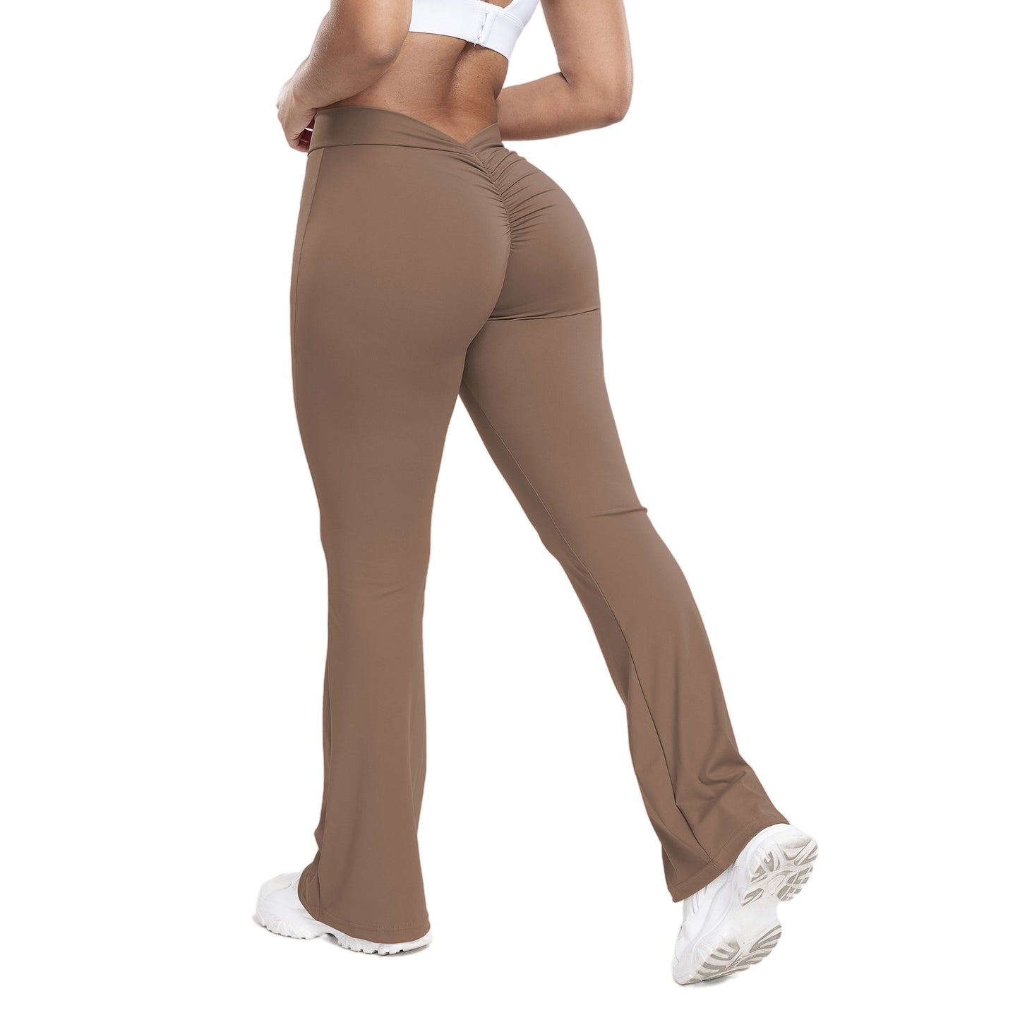 Antmvs HOT and NEW Cross Border  Peach Bell-Bottom Pants Women's Yoga High Waist Hip Lift Tights Wide Leg Fitness Pants Women's Clothing