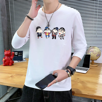 ANTMVS Long Sleeve T-shirt Men's round Neck Bottoming Shirt Autumn and Winter Ins Trendy Printed Casual T-shirt Thin Long Clothes Men's Clothing