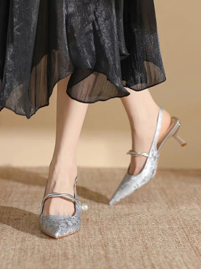 ANTMVS  Style Every Night High Heel Retro Pointed Toe Pumps Women's Shoes  Popular Summer New Chinese Style Beautiful Closed Toe Sandals