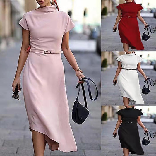 ANTMVS  Cross-Border Hot for Wish   Solid Color Temperament Commute Dress