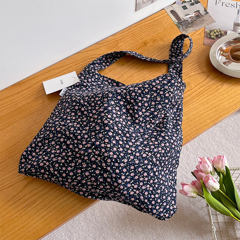 ANRMVS South Korea Spring New Black Bow Large Capacity Canvas Bag Ins Same Style Artistic Retro Shoulder Bag