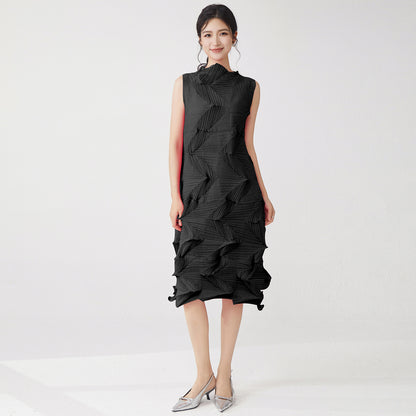 2025 counter quality skirt women's summer dress high-end temperament design sense sleeveless loose versatile medium and long skirt