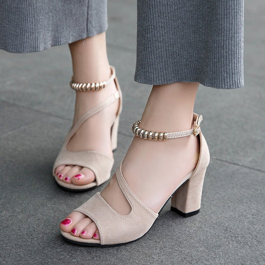 ANTMVS New Sandals Women's Outer Wear Korean Style Chunky Heel Open Toe Peep Toe Shoes Fashion Comfortable Sandals Wholesale