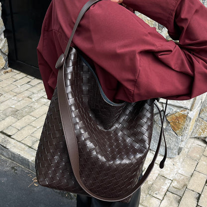 ANTMVS popular autumn and winter new woven tote bag women's large bag large capacity work simple commute shoulder messenger bag