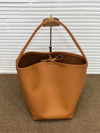 ANRMVS Autumn and Winter Niche Genuine Leather Bucket Bag First Layer Cowhide High Sense Large Capacity Commuter Tote Women's Shoulder Bag