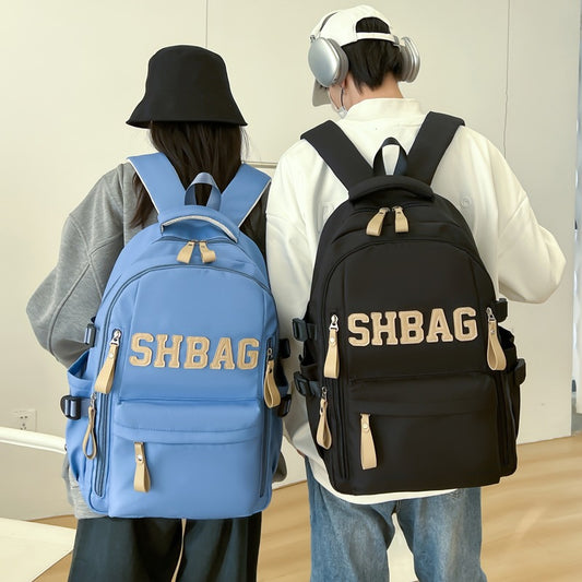 New Schoolbag Men's College Student Large Capacity High School Junior High School Student Fashion All-Match Casual Backpack Letter Pack