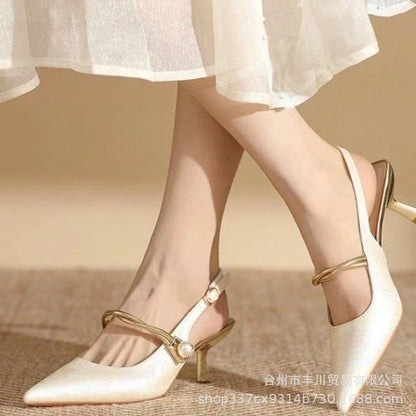 ANTMVS  Style Every Night High Heel Retro Pointed Toe Pumps Women's Shoes  Popular Summer New Chinese Style Beautiful Closed Toe Sandals