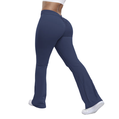 Antmvs HOT and NEW Cross Border  Peach Bell-Bottom Pants Women's Yoga High Waist Hip Lift Tights Wide Leg Fitness Pants