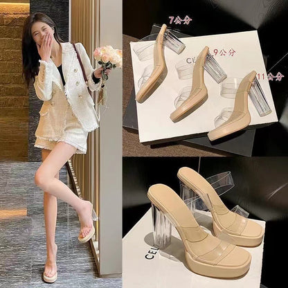 ANTMVS  Women's High-Heeled Shoes  Summer New Style Waterproof Platform Strap Not Tired Feet Chunky Heel Crystal Slippers Women's Sandals Women's Shoes