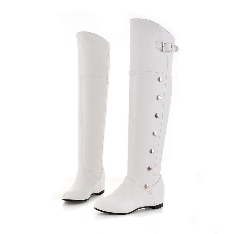 PU Leather Height Increasing Insole over the Knee Boots Boots Foreign Trade plus Size Women's Boots 40-Size 47 X2303017