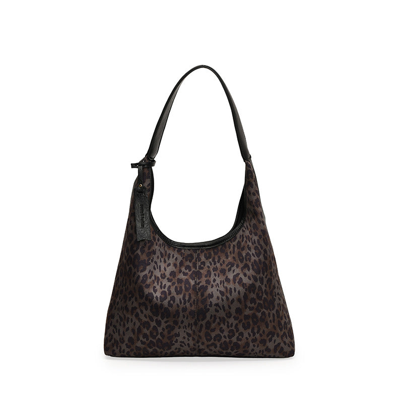 ANTMVS 2025 Underarm leopard print bag female large capacity popular new casual shoulder shopping bag trendy versatile work commuter tote bag