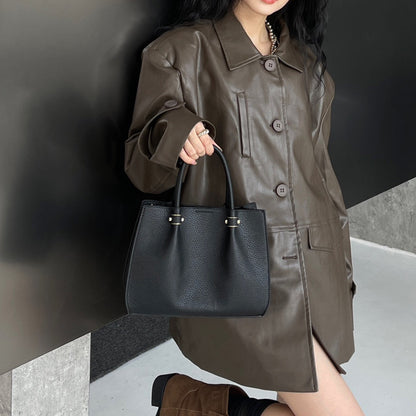 ANTMVS Folded handbag bag women's popular new high-end messenger shoulder leather commuter tote bag cowhide women's bag